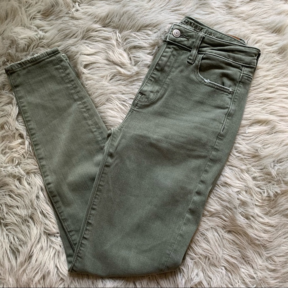 American Eagle Army Green Super hi-rise jegging